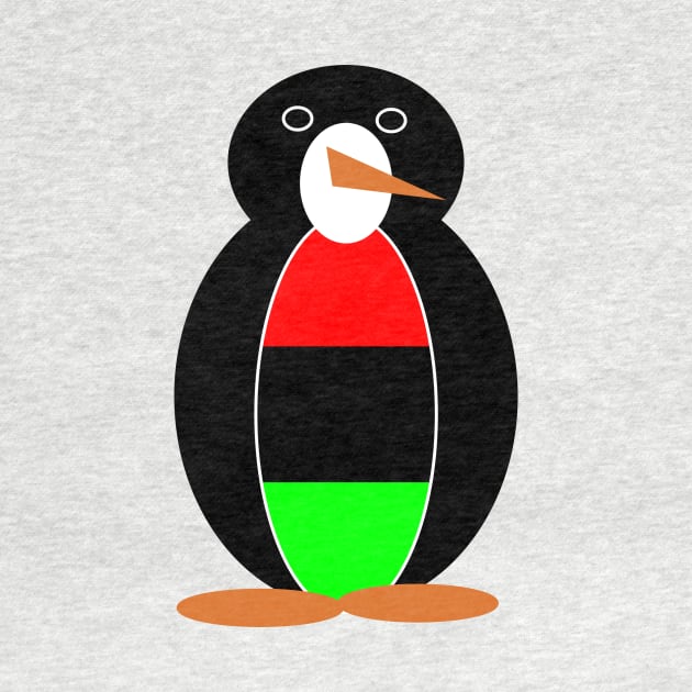 African American Penguin with African Diaspora Flag by AuntieShoe